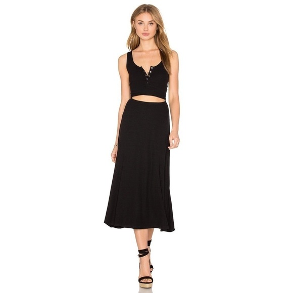 Privacy Please Malone Ribbed Midi Dress Black XS - Picture 1 of 10